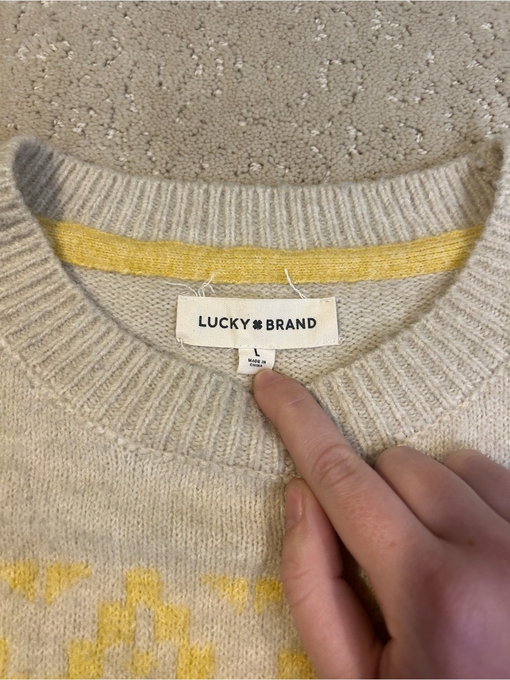 Lucky Brand Sweater Womens Fair Isle Crew Neck Pullover - Size L - Picture 3 of 7